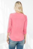 Perfect Peach - YMT20073V-3/4 SLEEVE ROUND HEM SOLID TOP: M / Mauve Dusty