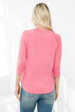 Perfect Peach - YMT20073V-3/4 SLEEVE ROUND HEM SOLID TOP: M / Mauve Dusty