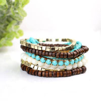 Funky Monkey Fashion - Boho Bracelet - Turquoise, Brown & Cream