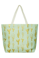 Hana - Foil Cactus Pattern Beach Bag