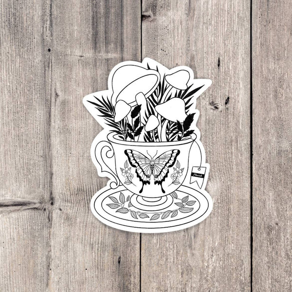 Sage and Virgo - Mushroom Tea Cup, Vinyl Sticker