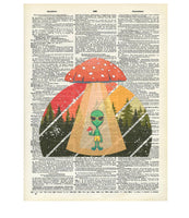 Crazilyhumbledesigns - Alien, Mushroom, trippy, Vintage Dictionary Print