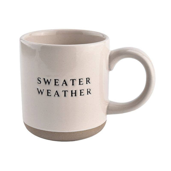 Sweet Water Decor - Sweater Weather - Cream Stoneware Coffee Mug - 14 oz