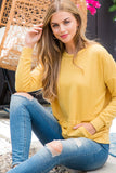 Perfect Peach - YMT20011V-LONG SLEEVE FRENCH TERRY TOP WITH KANGAROO POCKET: S / Mustard