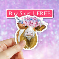 Neya Sticker Shop - Cute Highland cow Vinyl Sticker, farm animals decal, Laptop