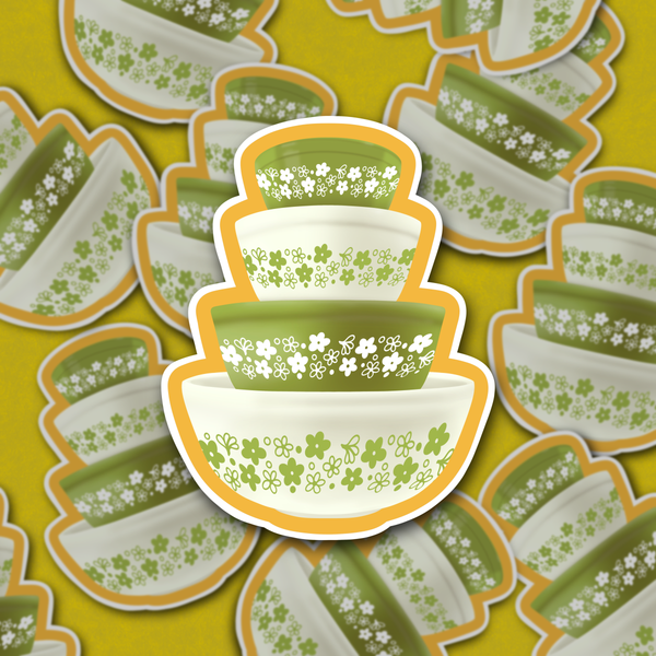 Sage and Virgo - Spring Blossom Vintage Bowls, Vinyl Sticker