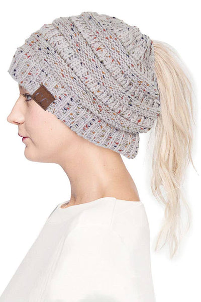 Hana - C.C Confetti Ponytail Messy Bun Beanie