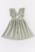 Honeydew - Sage ruffle suspender girl dress