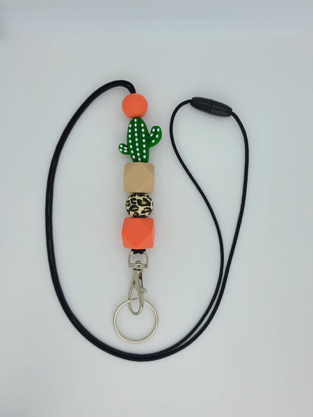 Kendra's Designs - Cactus & Coral Silicone Beaded Lanyard | ID Badge Holder