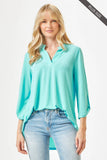 Dear Scarlett - PLUS SIZE Lizzy 3/4 Wrinkle Free Top: 3X / Neon Blue