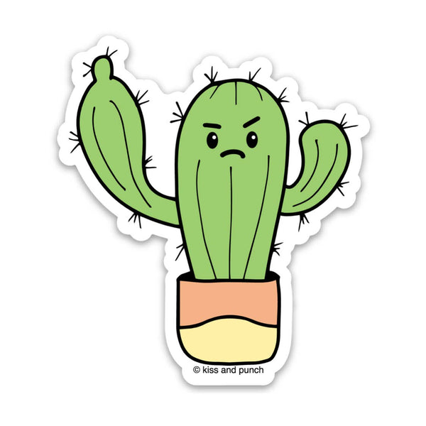 Kiss and Punch - 3 Inch Flip Off Cactus Prick Vinyl Sticker