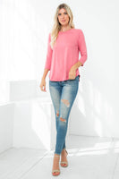 Perfect Peach - YMT20073V-3/4 SLEEVE ROUND HEM SOLID TOP: L / Mauve Dusty