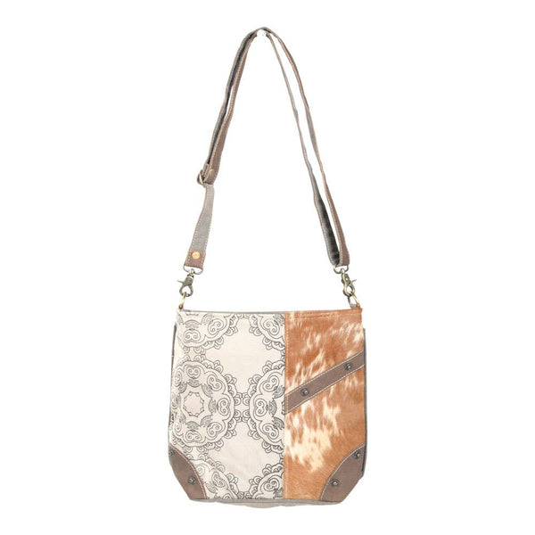 Clea Ray Canvas Bags & Clothing - Circle Design Shoulder Bag With Fur