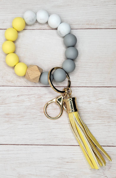 The Wristlet Bar - #21 Yellow / Grey / White Silicone Wristlet