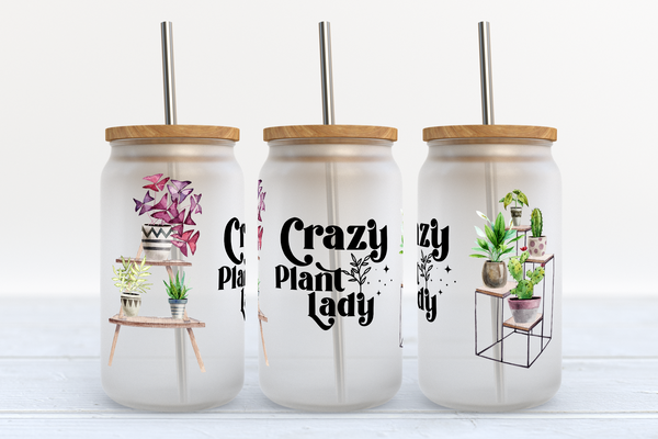 The Potted Oasis - Crazy Plant Lady Glass Tumbler