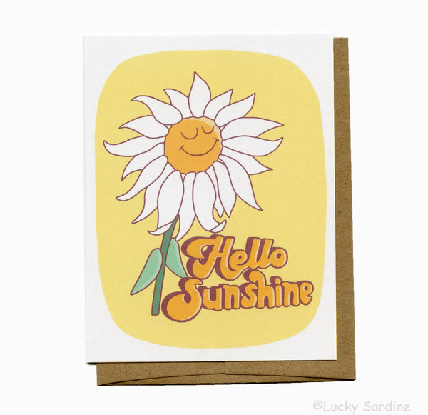 Lucky Sardine - Hello Sunshine, Daisy Flower, Friendship Card