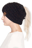 Hana - C.C Confetti Ponytail Messy Bun Beanie