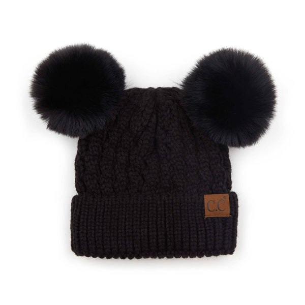 Hana - C.C double pom pom beanie hat