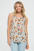 SM WARDROBE - YELLOW MUSHROOM  PRINT TANK TOP CREAM: L