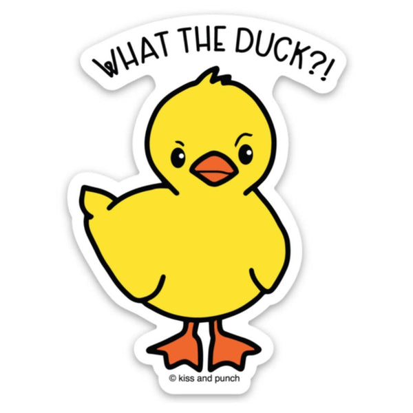 Kiss and Punch - 3 Inch Snarky What the Duck Diecut Vinyl Sticker