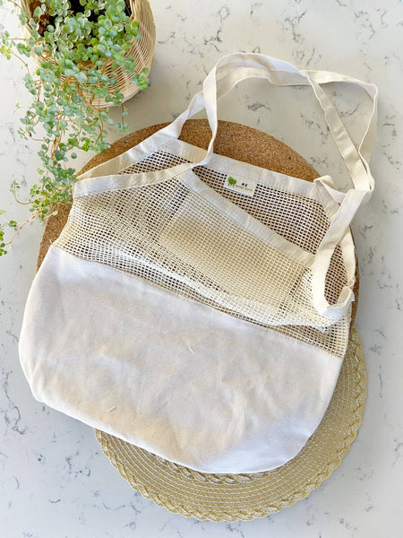 Me Mother Earth - Organic Half Mesh Market Tote with Phone Pocket