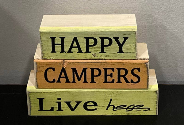 Dudley's Cottage & Gifts - HAPPY CAMPERS LIVE HERE  BLOCK spring summer