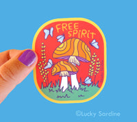 Lucky Sardine - Free Spirit, Mushroom, Hippie Vinyl Sticker