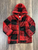 The Hair Bow Company - Fuzzy Red & Black Plaid Zippered Hoodie