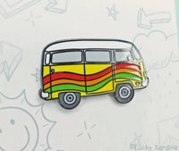 Lucky Sardine - Rainbow Hippie Van, Yellow Bus Enamel Pin