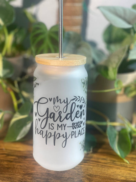 The Potted Oasis - My Garden is My Happy Place Glass Tumbler