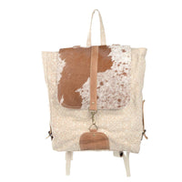 Clea Ray Canvas Bags & Clothing - Cream Backpack With Cowhide Flap