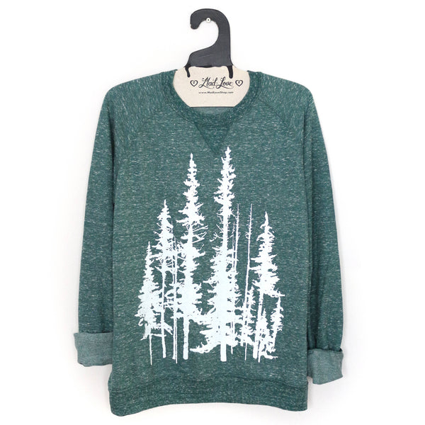 Unisex Forest Speckle Terry Sweatshirt with Evergreen Print: Extra large