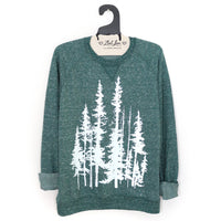 Unisex Forest Speckle Terry Sweatshirt with Evergreen Print: Small