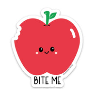 Kiss and Punch - 3 Inch Snarky Apple Bite Me Diecut Vinyl Sticker