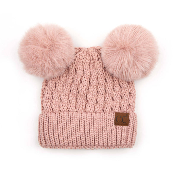 Hana - C.C double pom pom beanie hat