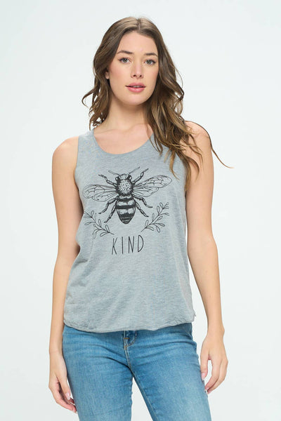 SM WARDROBE - BEE KIND TANK TOP GREY: M