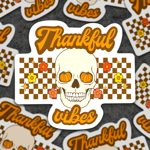 Sage and Virgo - Thankful Vibes, Fall Skullie Sticker