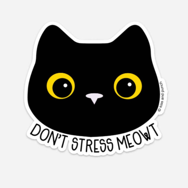 Kiss and Punch - NEW! 3 Inch Funny Don't Stress Meowt Diecut Vinyl Sticker