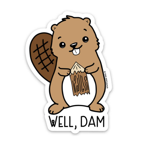 Kiss and Punch - 3 Inch Funny Well Dam Beaver Diecut Vinyl Sticker