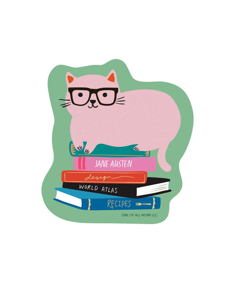 Girl of All Work - Library Cat Vinyl Sticker