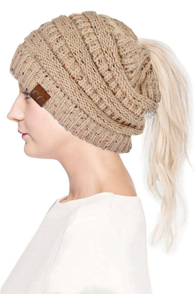 Hana - C.C Confetti Ponytail Messy Bun Beanie