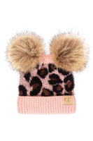 Hana - C.C Leopard Double Pom Beanie Hat for Baby