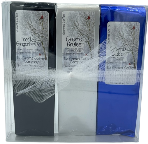 La Crema Coffee Company - Winter Cardinal Trio of 1.5oz Coffee in Acetate Box