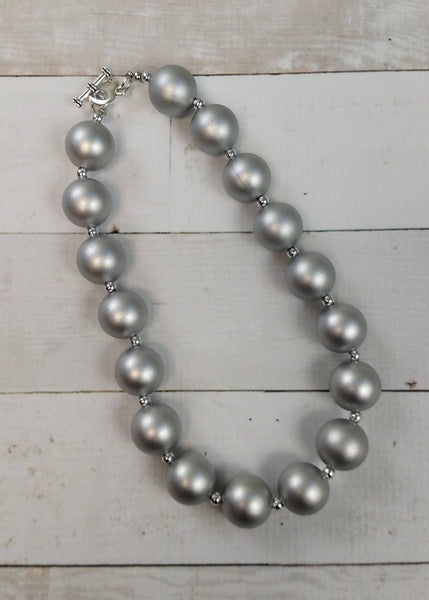 The Hair Bow Company - Silver Solid Chunky Bead Necklace