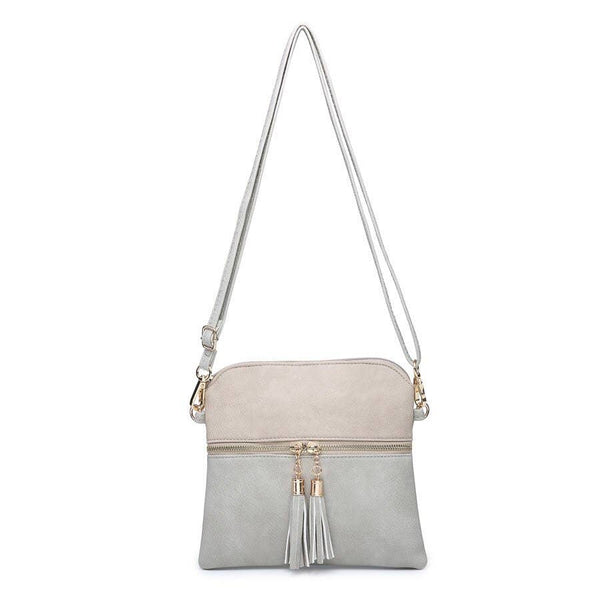 Jen & Co. - M1785 Tara 2 Tone Crossbody/Wristlet w/ Front Zip Pocket