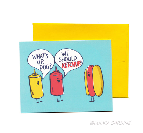 Lucky Sardine - What's Up Hot Dog Greeting Card