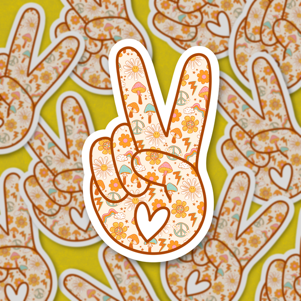 Sage and Virgo - Retro Summer Pattern Peace Sign Sticker