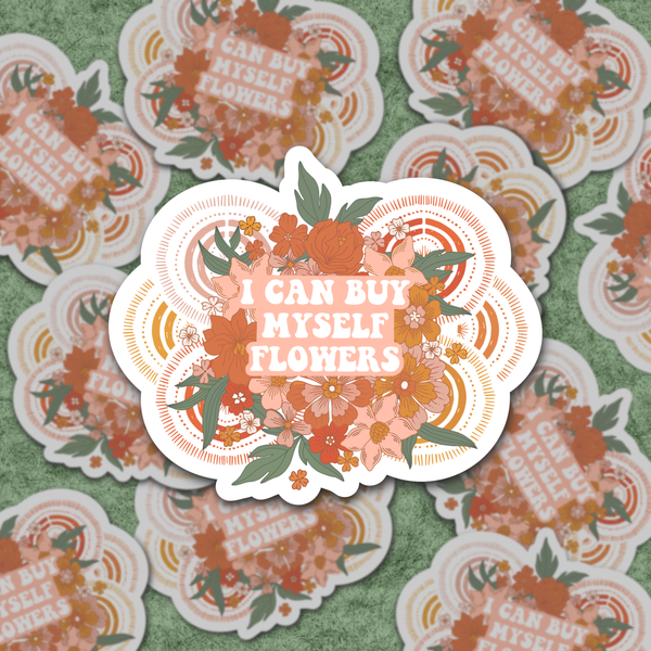 Sage and Virgo - Buy myself flowers, floral design, vinyl sticker