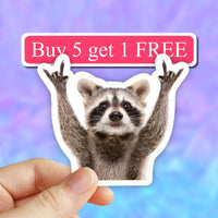 Neya Sticker Shop - Raccoon rock sign meme stickers, trash panda decal, meme