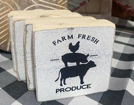 Dudley's Cottage & Gifts - FARM FRESH PRODUCE SHELF SITTER 4PK $2.00 EACH 3.25" X 3.25"